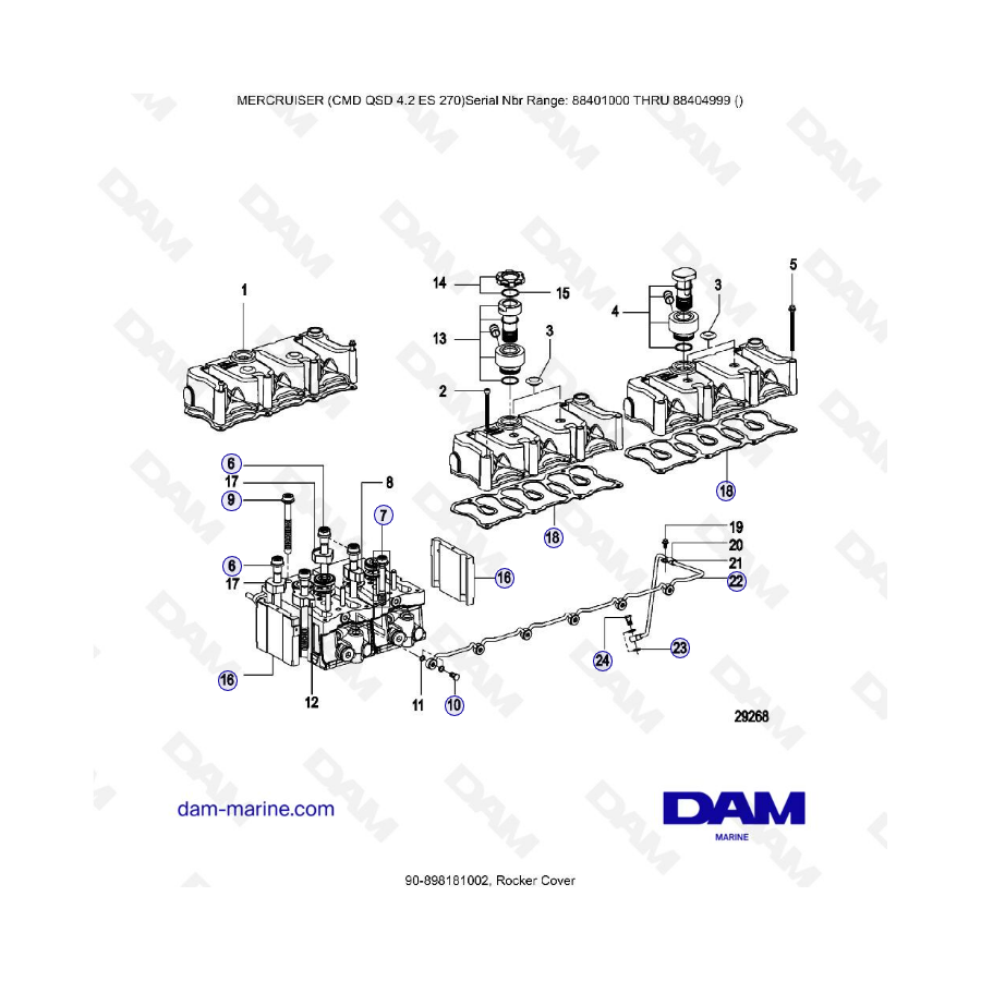 MERCRUISER CMD QSD 4.2 ES 270 - Tapa de balancines