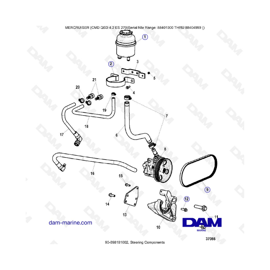 MERCRUISER CMD QSD 4.2 ES 270 - Componentes de dirección