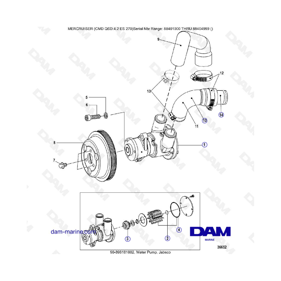 MERCRUISER CMD QSD 4.2 ES 270 - Bomba de agua jabsco