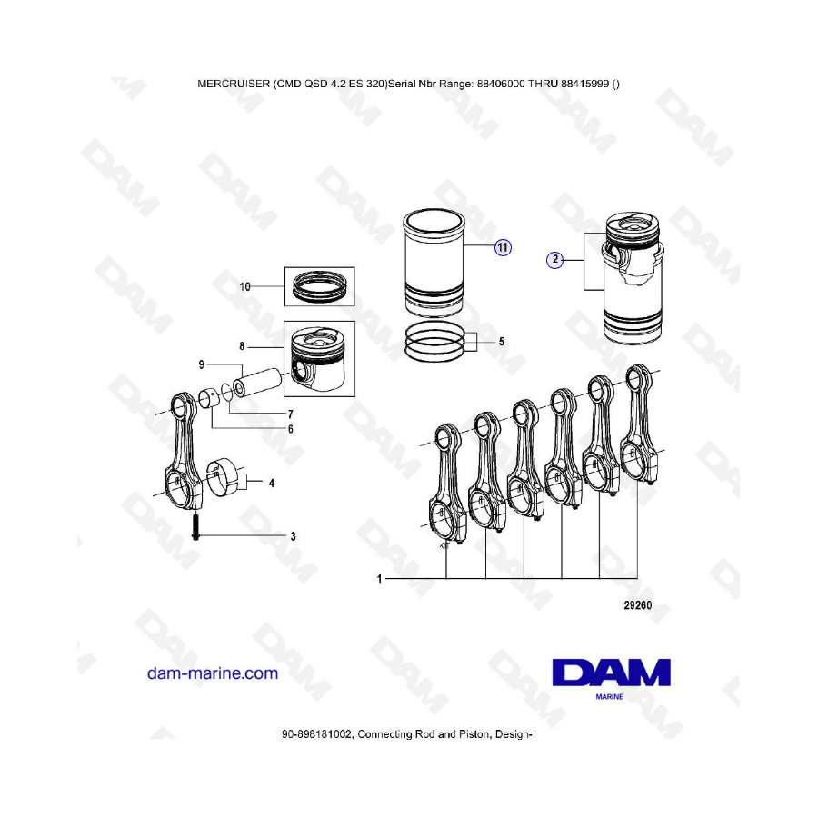 MERCRUISER CMD QSD 4.2 ES 320 - Connecting rod & piston