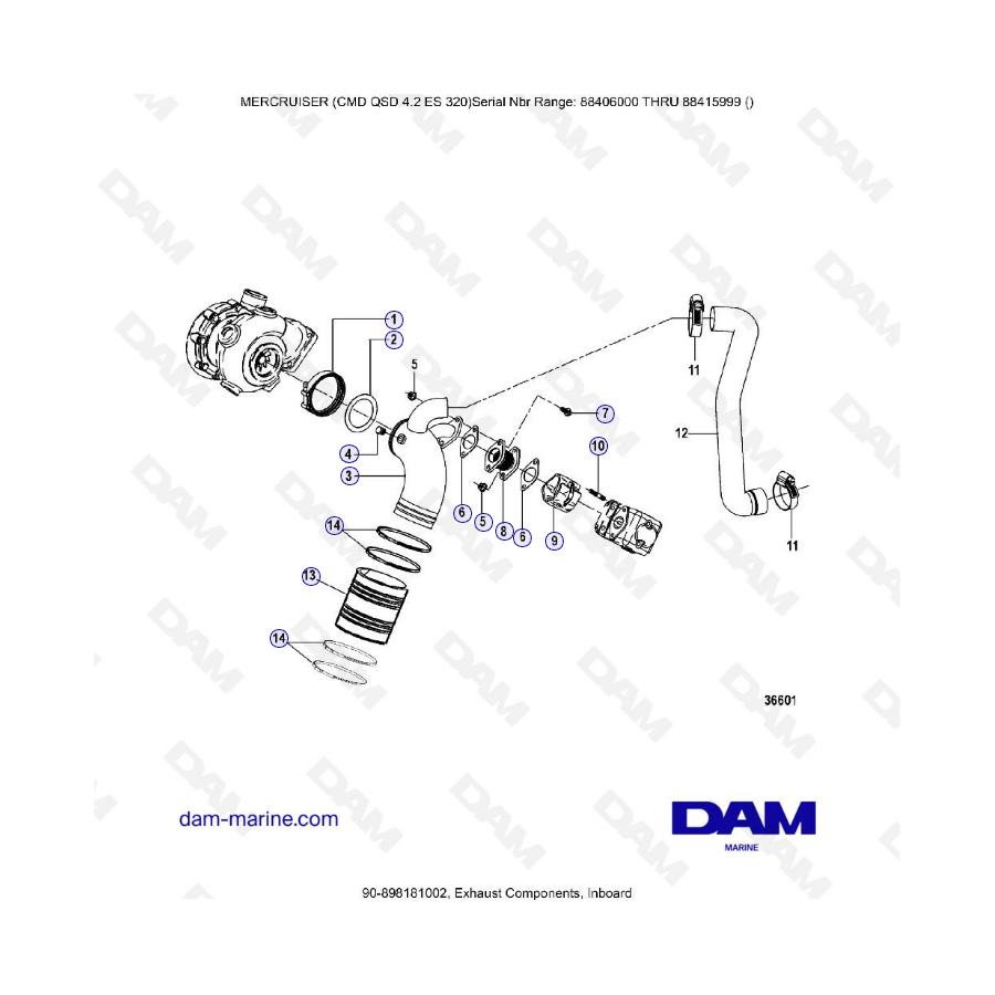 MERCRUISER CMD QSD 4.2 ES 320 - Componentes de escape (interior)