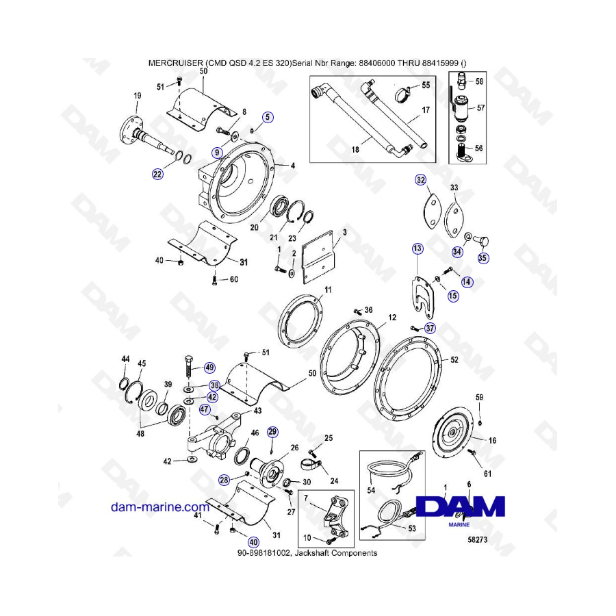 MERCRUISER CMD QSD 4.2 ES 320 - Eje secundario componentes