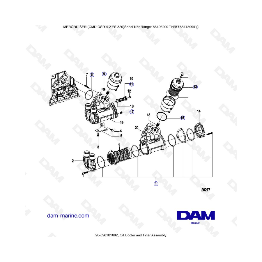 MERCRUISER CMD QSD 4.2 ES 320 - Oil cooler & filter assembly