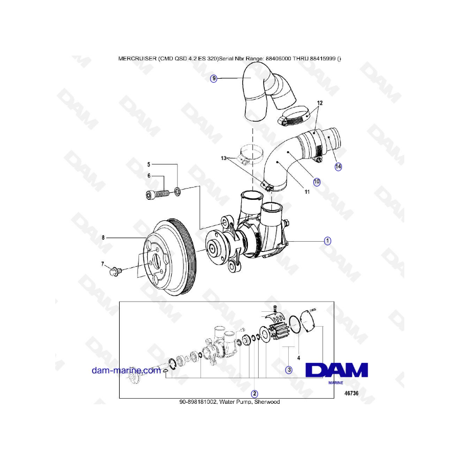 MERCRUISER CMD QSD 4.2 ES 320 - Bomba de agua sherwood