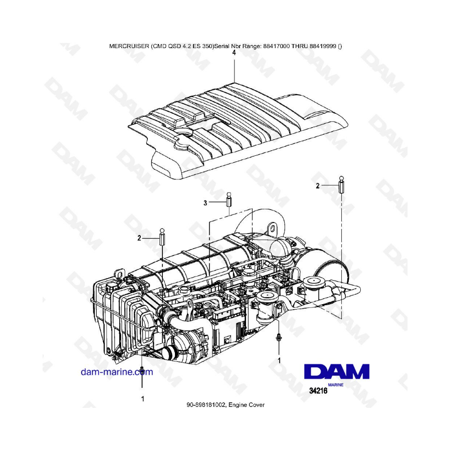 MERCRUISER CMD QSD 4.2 ES 350 - Cubierta motor