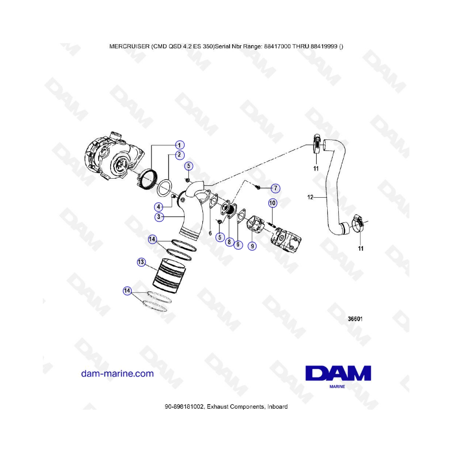 MERCRUISER CMD QSD 4.2 ES 350 - Componentes de escape (interior)