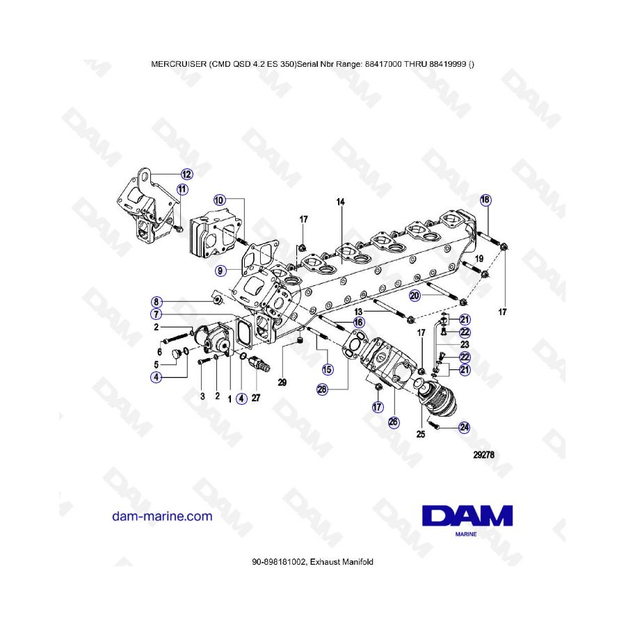 MERCRUISER CMD QSD 4.2 ES 350 - Colector de escape