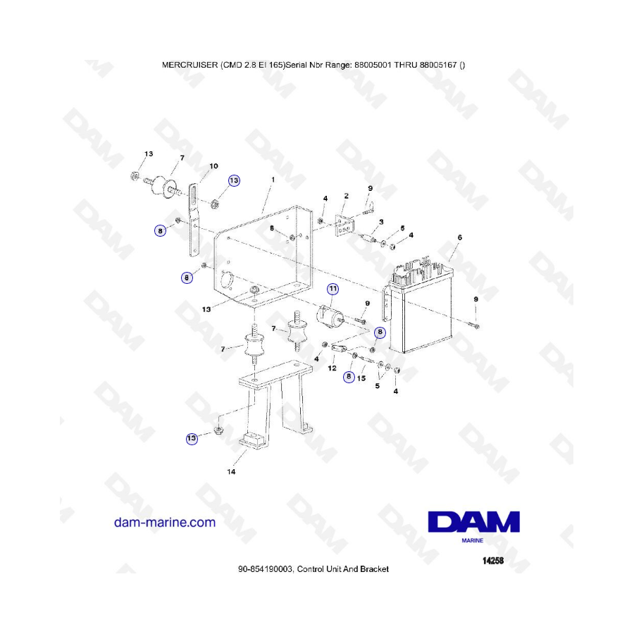 MERCRUISER CMD 2.8 EI 165 - Control unit &apos; bracket