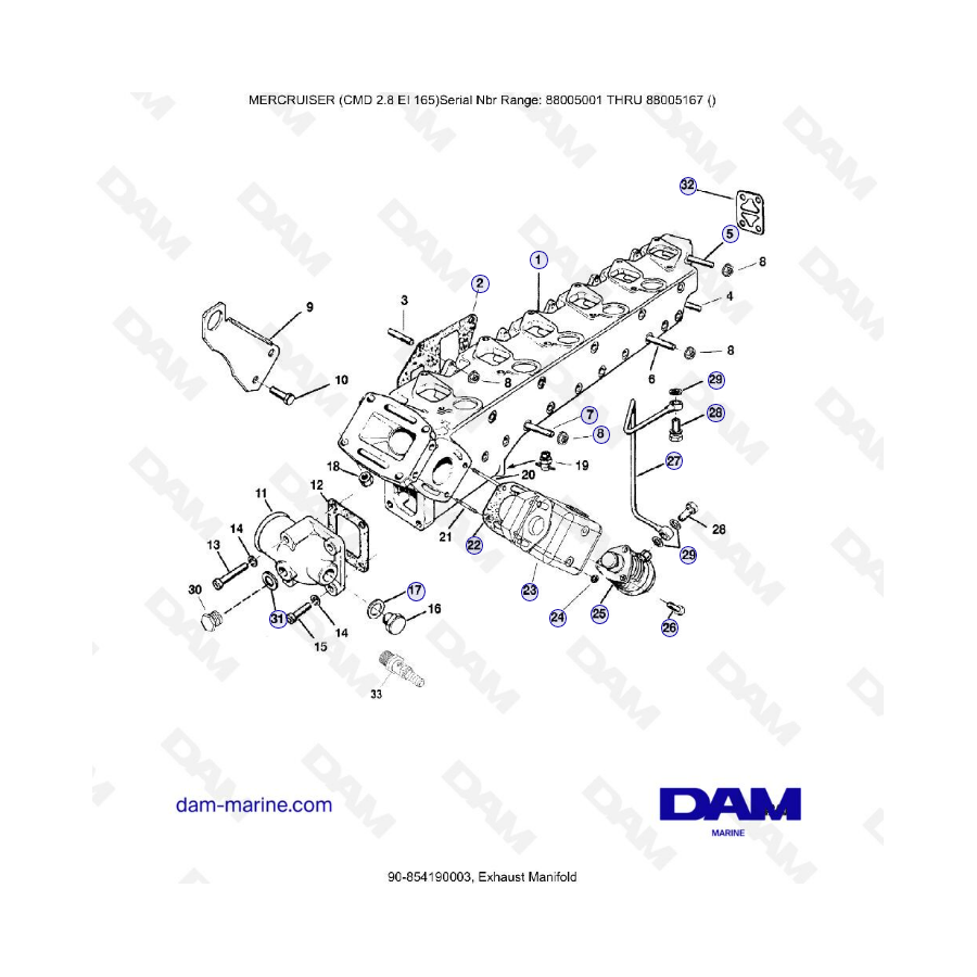 MERCRUISER CMD 2.8 EI 165 - Colector de escape