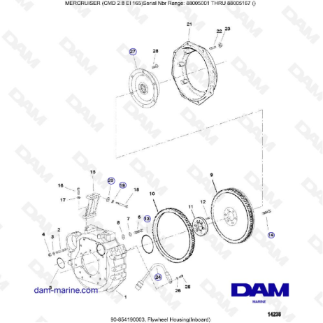 MERCRUISER CMD 2.8 EI 165 - Caja volante (Interior)