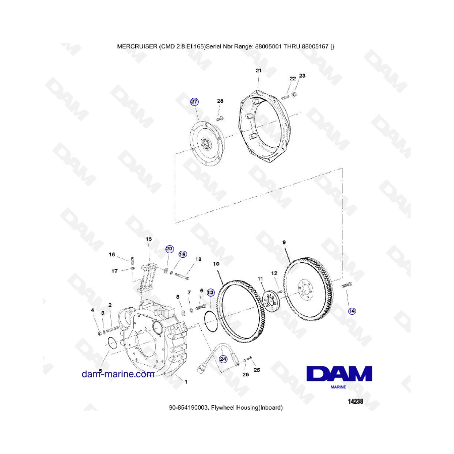 MERCRUISER CMD 2.8 EI 165 - Flywheel housing (Inboard)