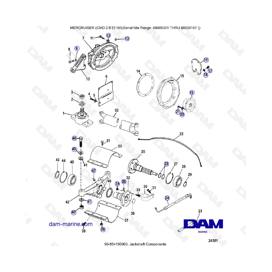 MERCRUISER CMD 2.8 EI 165 - Eje secundario Componentes