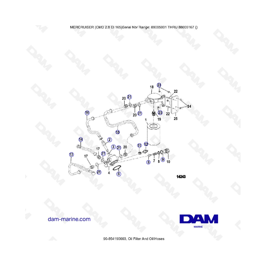 MERCRUISER CMD 2.8 EI 165 - Oil filter & Oil hoses