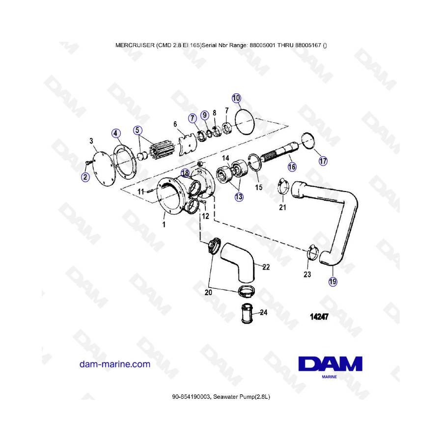 MERCRUISER CMD 2.8 EI 165 - Bomba de agua de mar (8.2L)