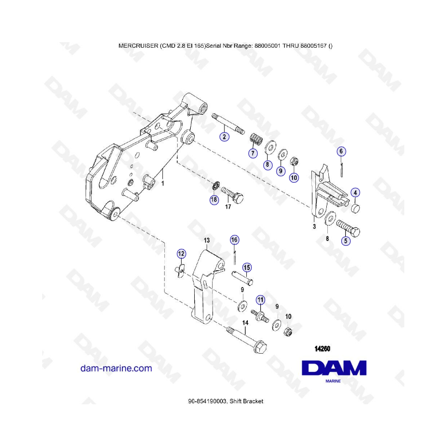 MERCRUISER CMD 2.8 EI 165 - Shift bracket