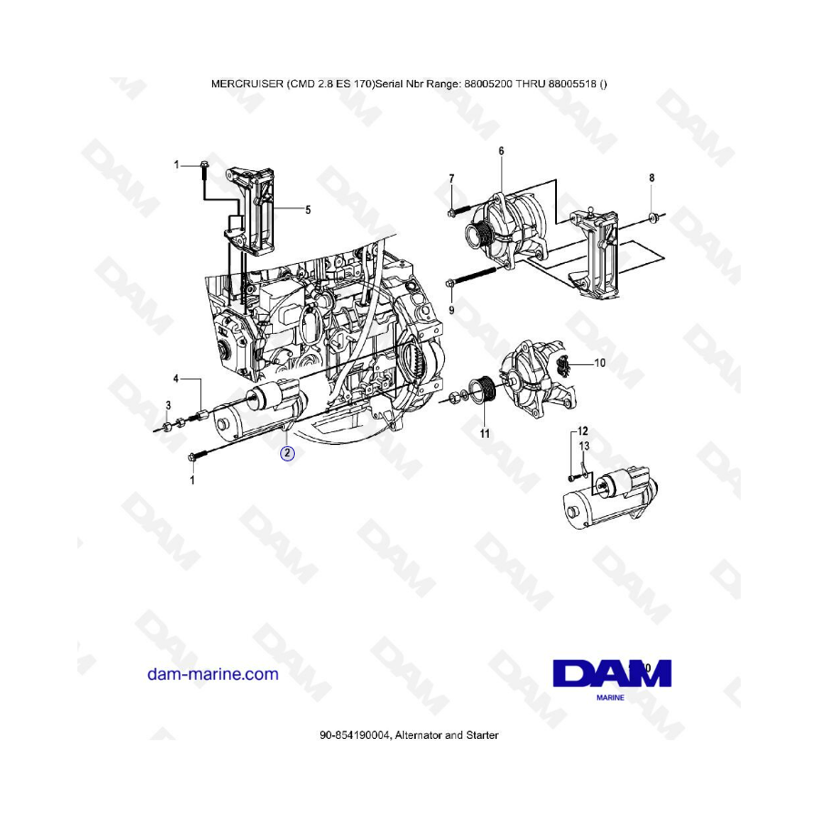 MERCRUISER CMD 2.8 EI 170 - Alternador y arranque