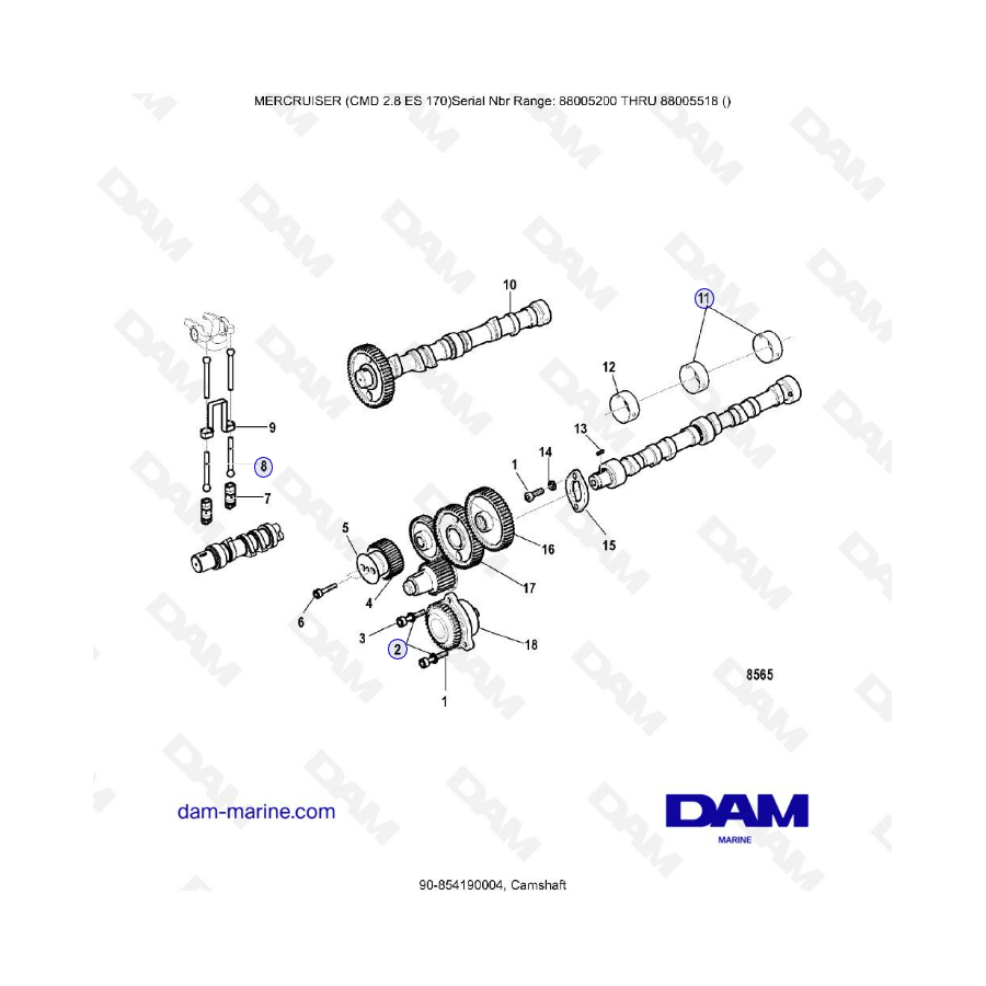 MERCRUISER CMD 2.8 EI 170 - Arbol de levas