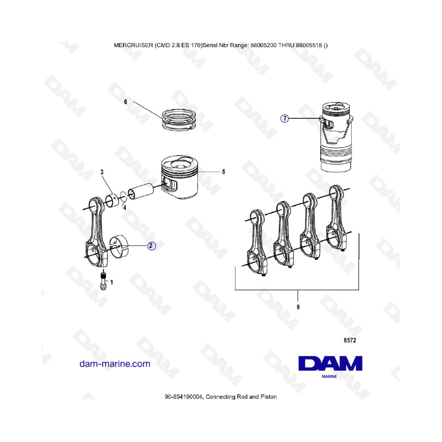 MERCRUISER CMD 2.8 EI 170 - Connecting rod & piston