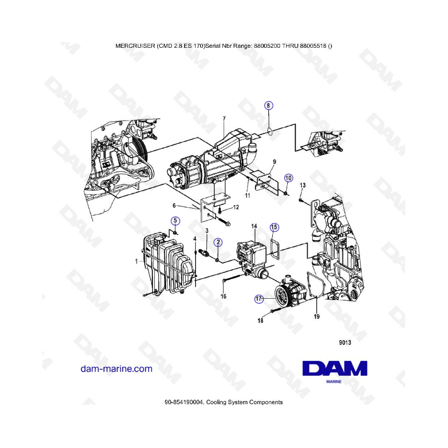 MERCRUISER CMD 2.8 EI 170 - Componentes del sistema de refrigeración