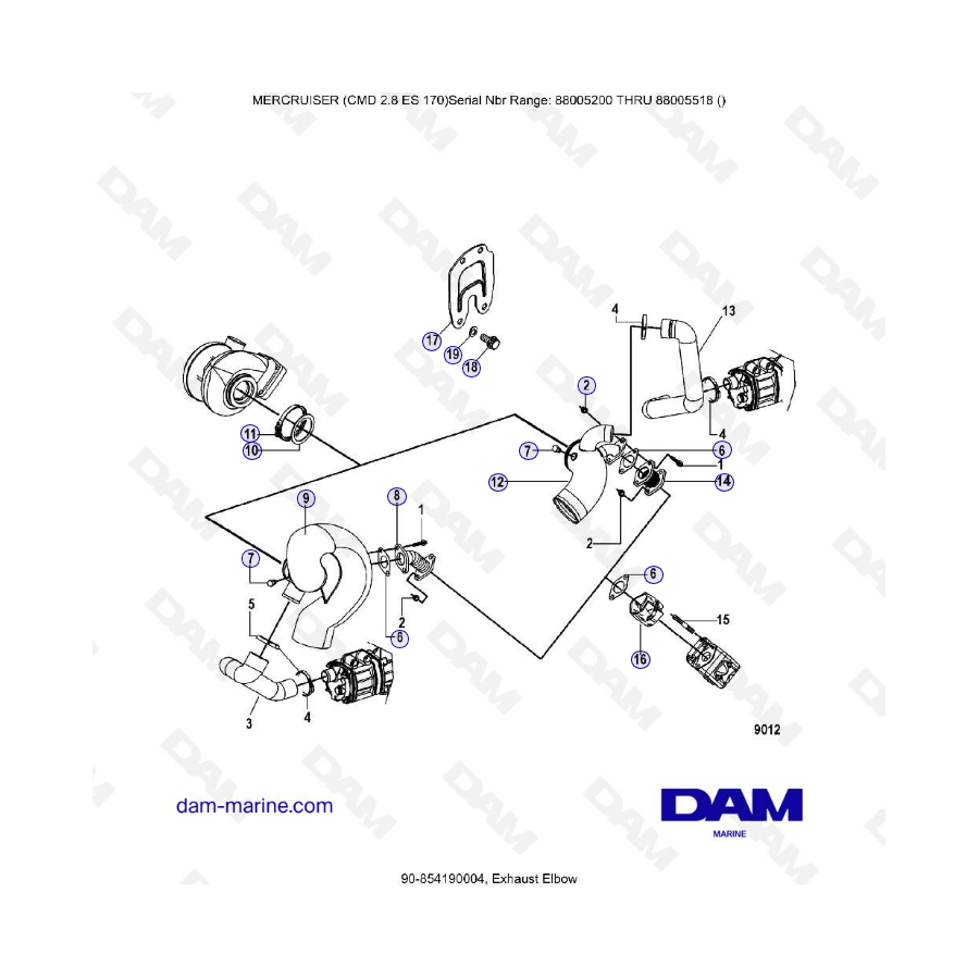 MERCRUISER CMD 2.8 EI 170 - Codo de escape