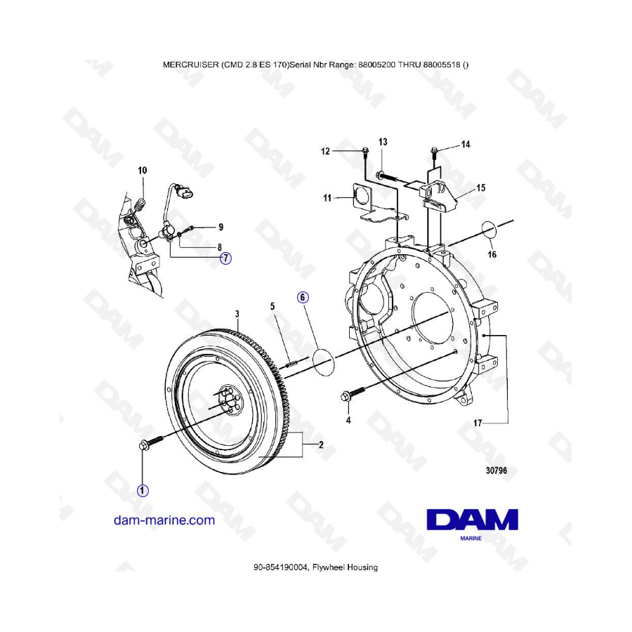 MERCRUISER CMD 2.8 EI 170 - Flywheel housing