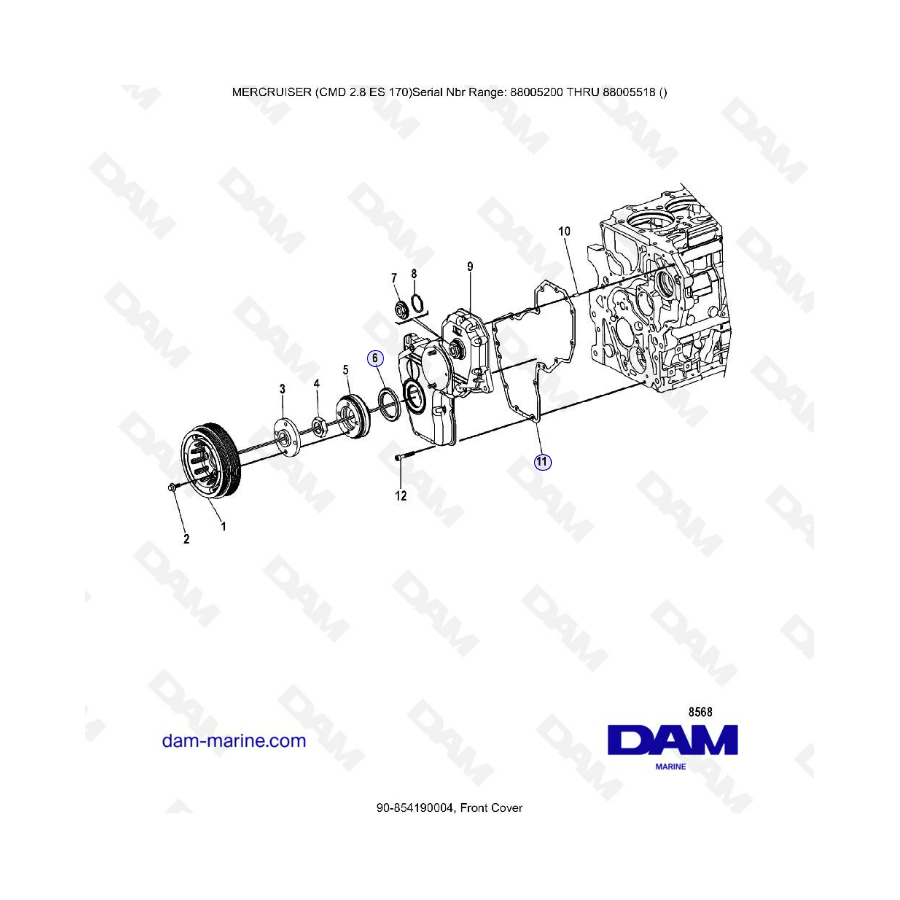 MERCRUISER CMD 2.8 EI 170 - Front cover