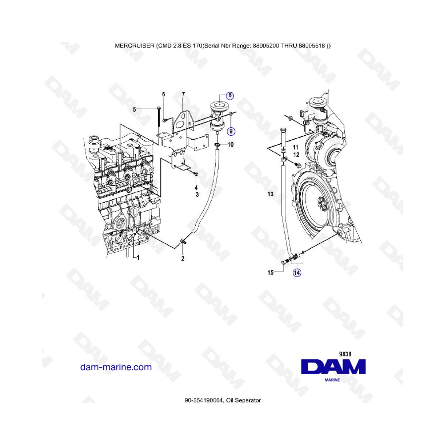 MERCRUISER CMD 2.8 EI 170 - Oil separator