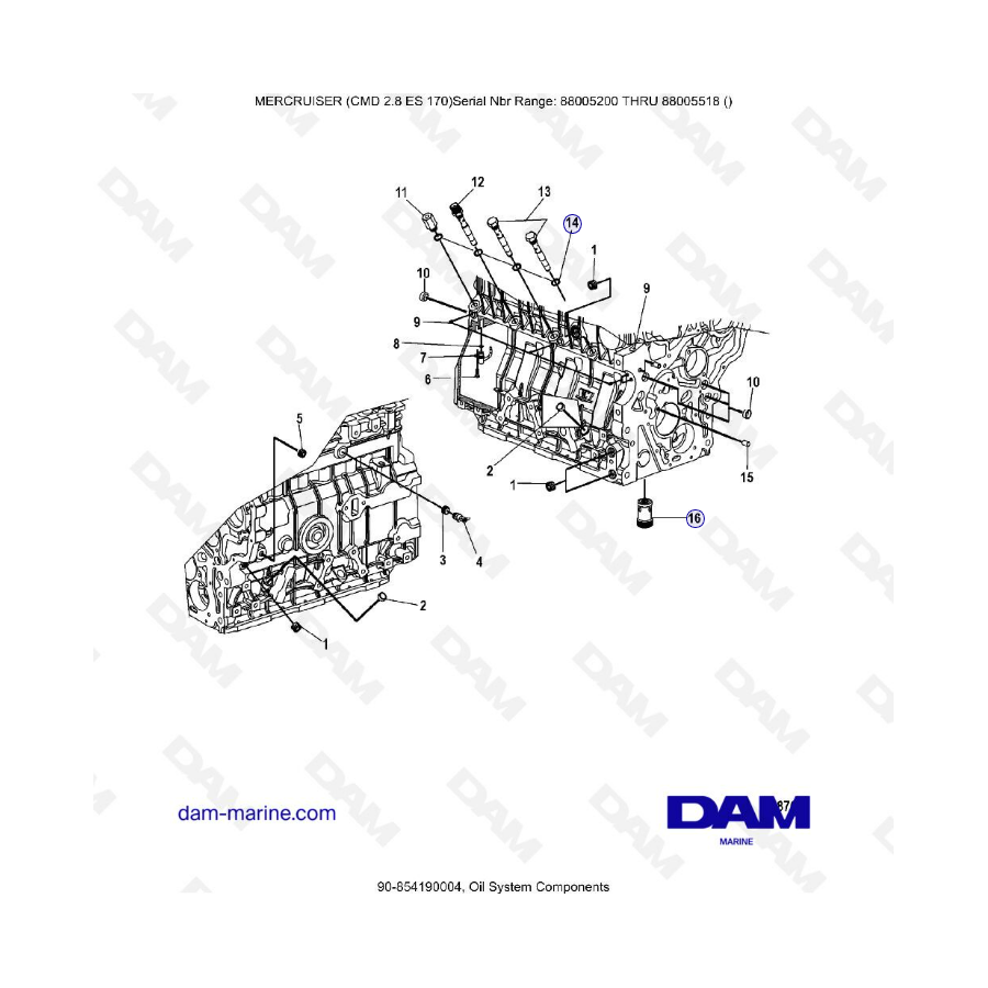 MERCRUISER CMD 2.8 EI 170 - Componentes del sistema de aceite