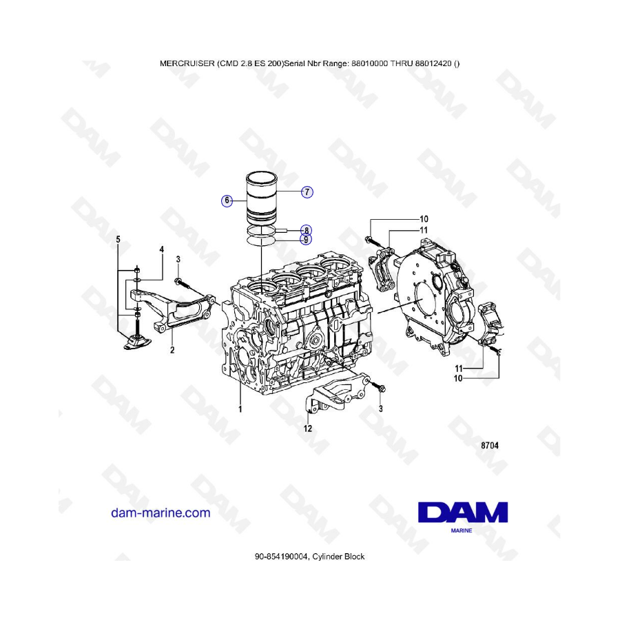 MERCRUISER CMD 2.8 EI 200 - Bloque motor