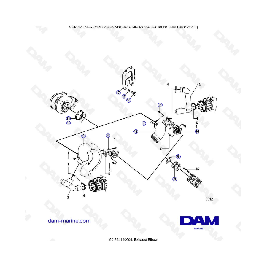 MERCRUISER CMD 2.8 EI 200 - Codo de escape