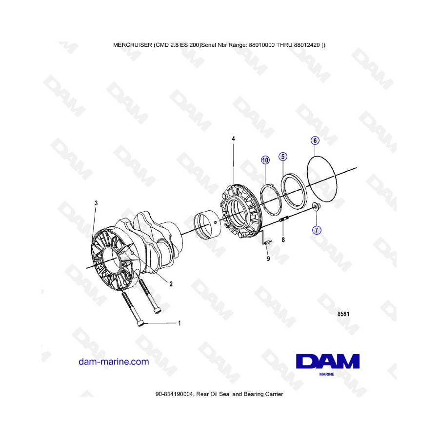 MERCRUISER CMD 2.8 EI 200 - Rear oil seal & bearing carrier