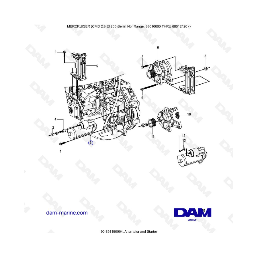 MERCRUISER CMD 2.8 ES 200 - Alternador y arranque