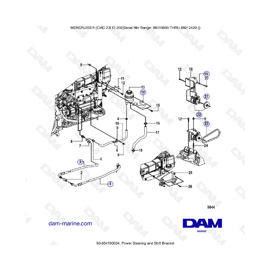 MERCRUISER CMD 2.8 ES 200 - Dirección asistida y soporte de cambio