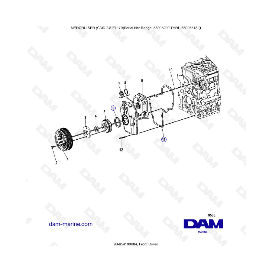 MERCRUISER CMD 2.8 ES 170 - Front cover