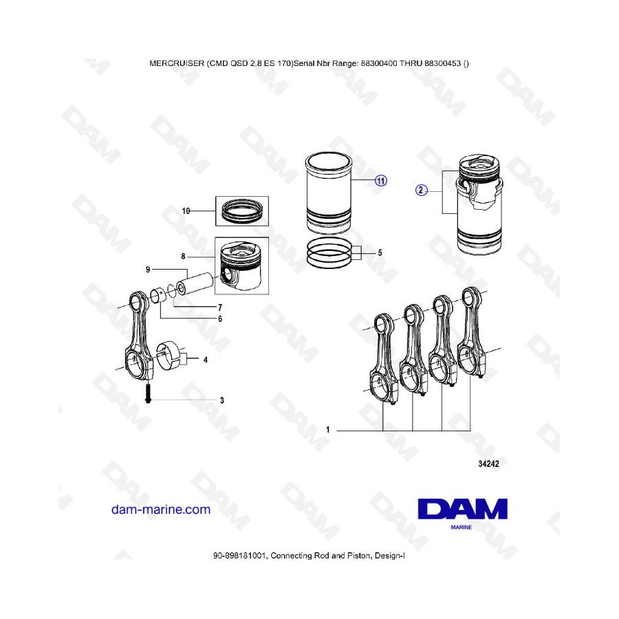 MERCRUISER CMD QSD 2.8 EX 170 - Connecting rod and piston (1)