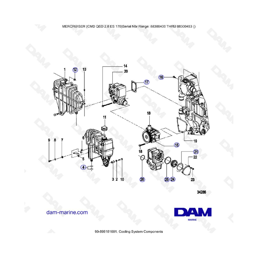 MERCRUISER CMD QSD 2.8 EX 170 - Cooling system components