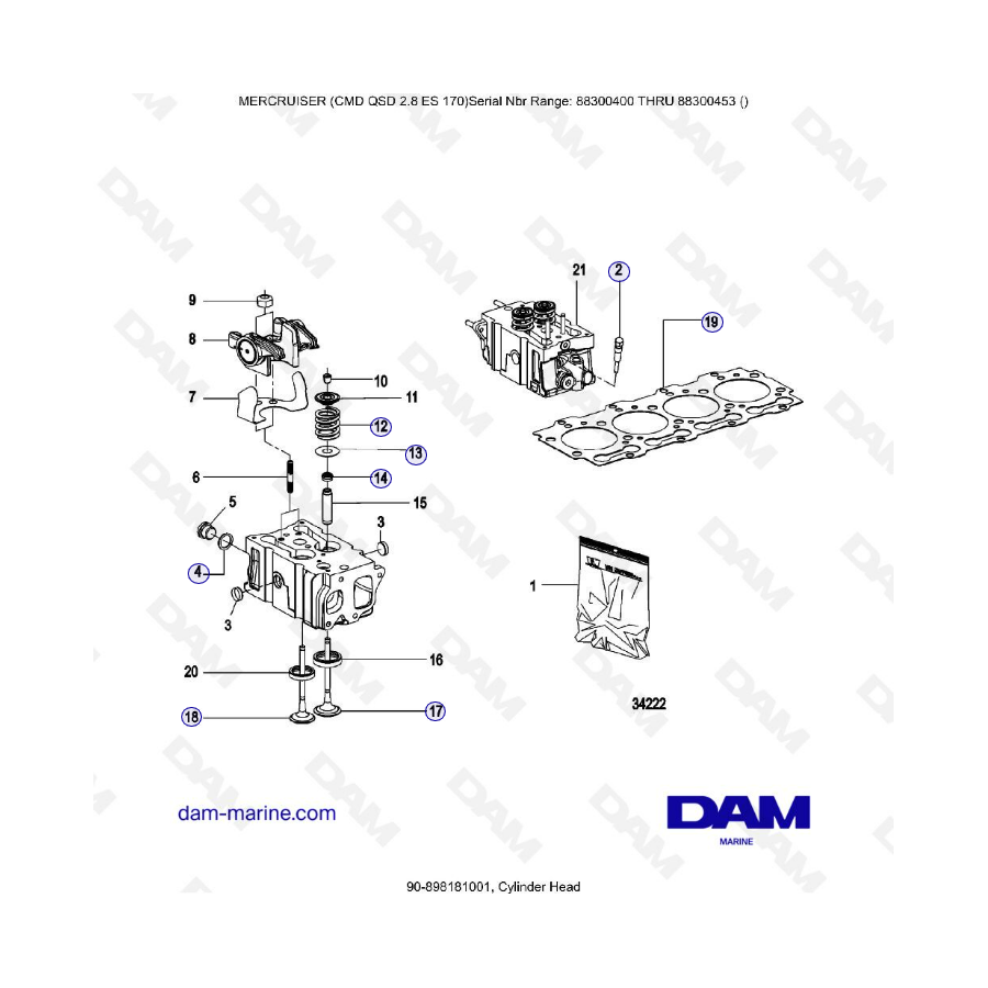 MERCURISER CMD QSD 2.8 ES 170 - Cylinder head