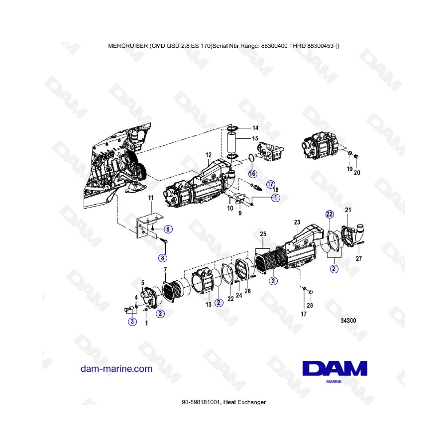 MERCURISER CMD QSD 2.8 ES 170 - Intercambiador de calor