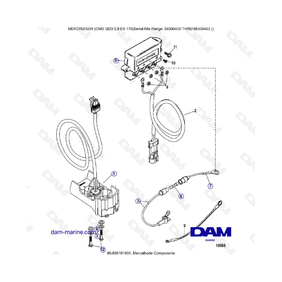 MERCURISER CMD QSD 2.8 ES 170 - Componentes Mercathode