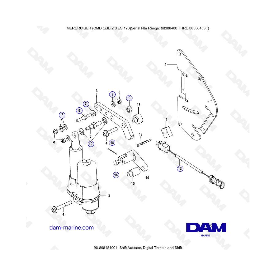 MERCURISER CMD QSD 2.8 ES 170 - Actuador de cambio, acelerador digital y cambio