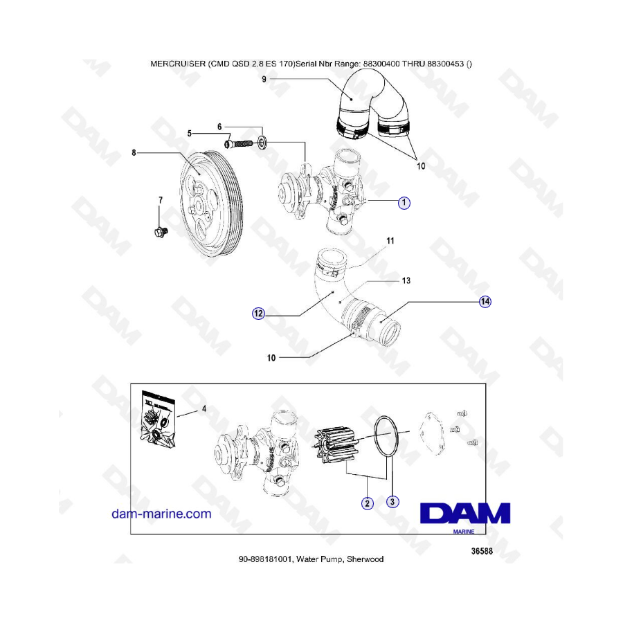 MERCRUISER CMD QSD 2.8 EX 170 - Water pump sherwood