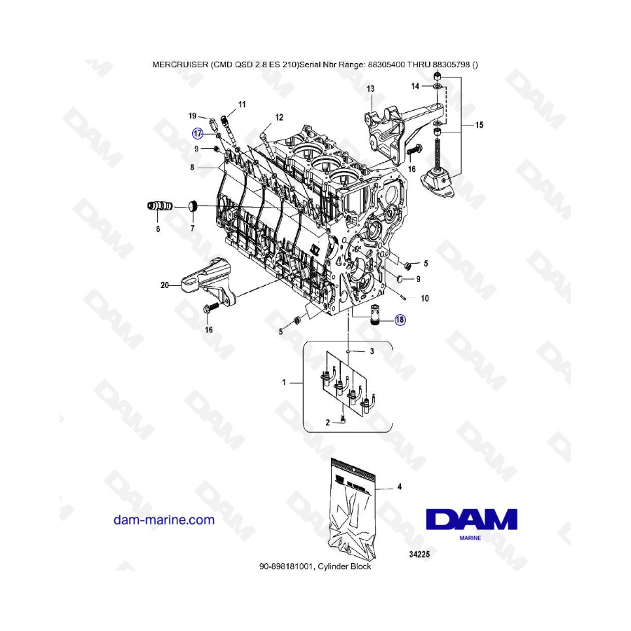 MERCRUISER CMD QSD 2.8 ES 210 - Cylinder block