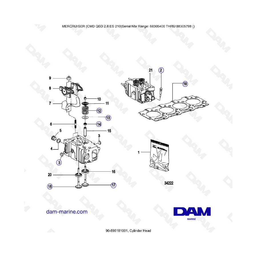 MERCRUISER CMD QSD 2.8 ES 210 - Cylinder head