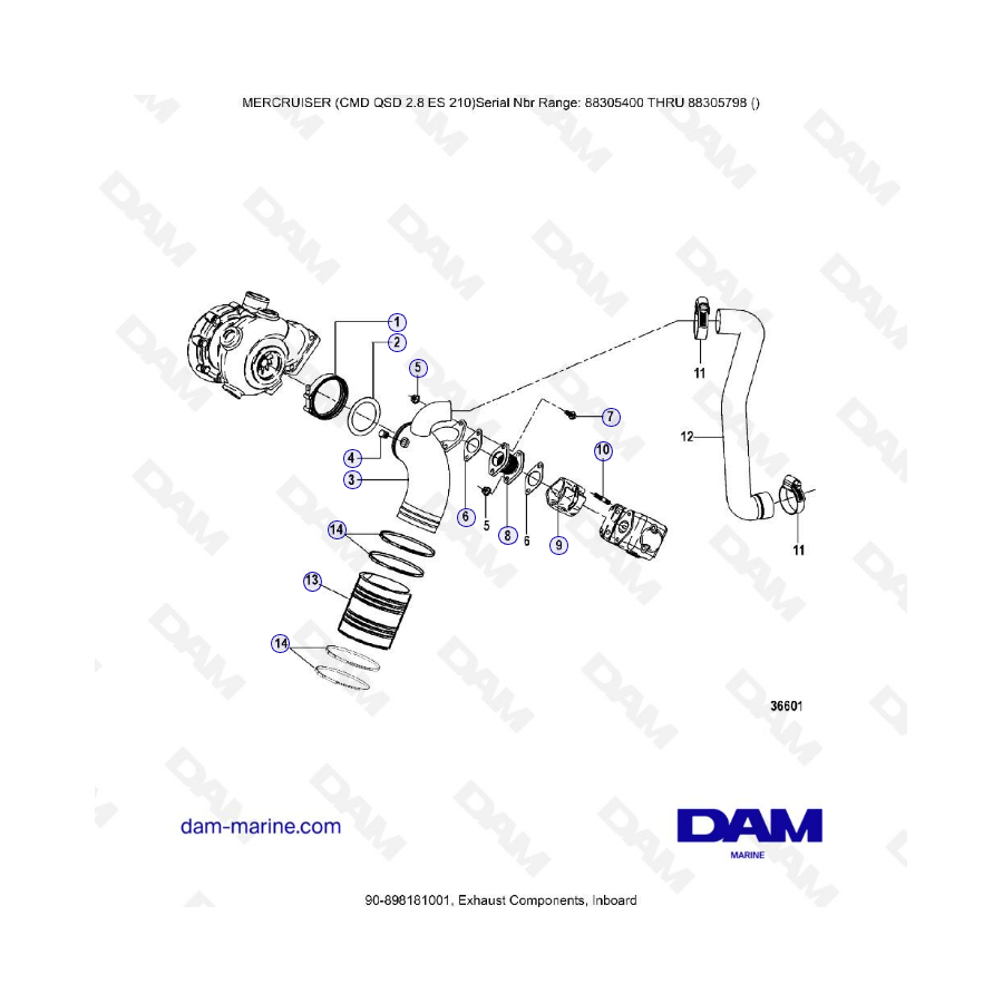 MERCRUISER CMD QSD 2.8 ES 210 - Exhaust components, inboard