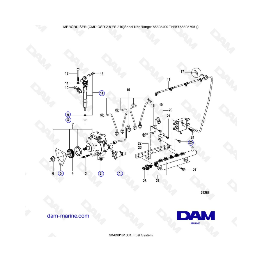 MERCRUISER CMD QSD 2.8 ES 210 - Sistema de combustible