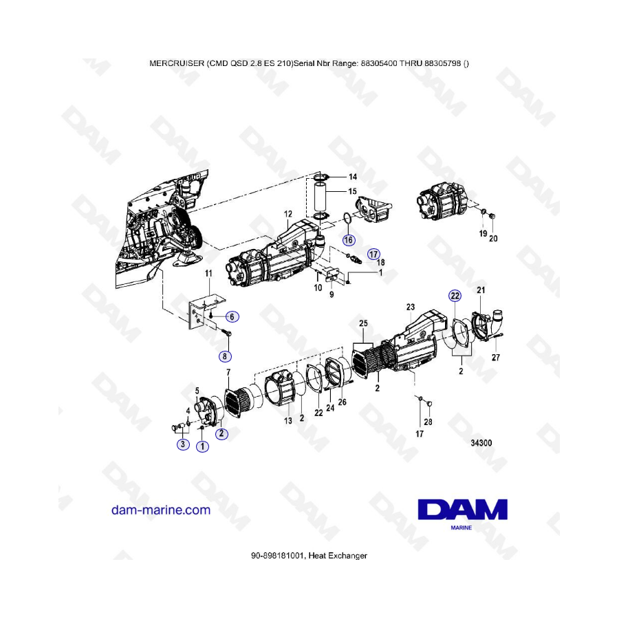 MERCRUISER CMD QSD 2.8 ES 210 - Intercambiador de calor