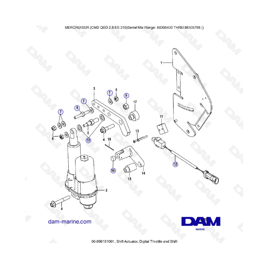 MERCRUISER CMD QSD 2.8 ES 210 - Actuador de cambio, acelerador digital y cambio