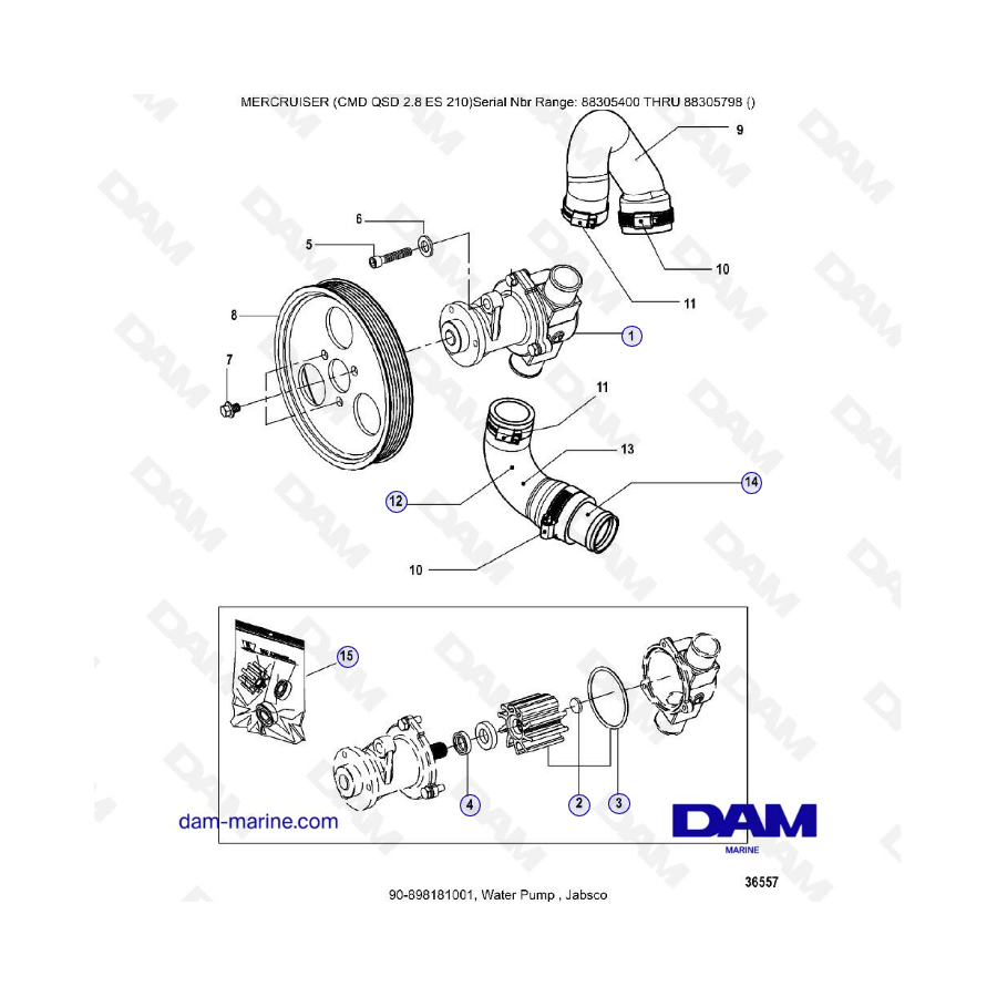 MERCRUISER CMD QSD 2.8 ES 210 - Bomba de agua Jabsco