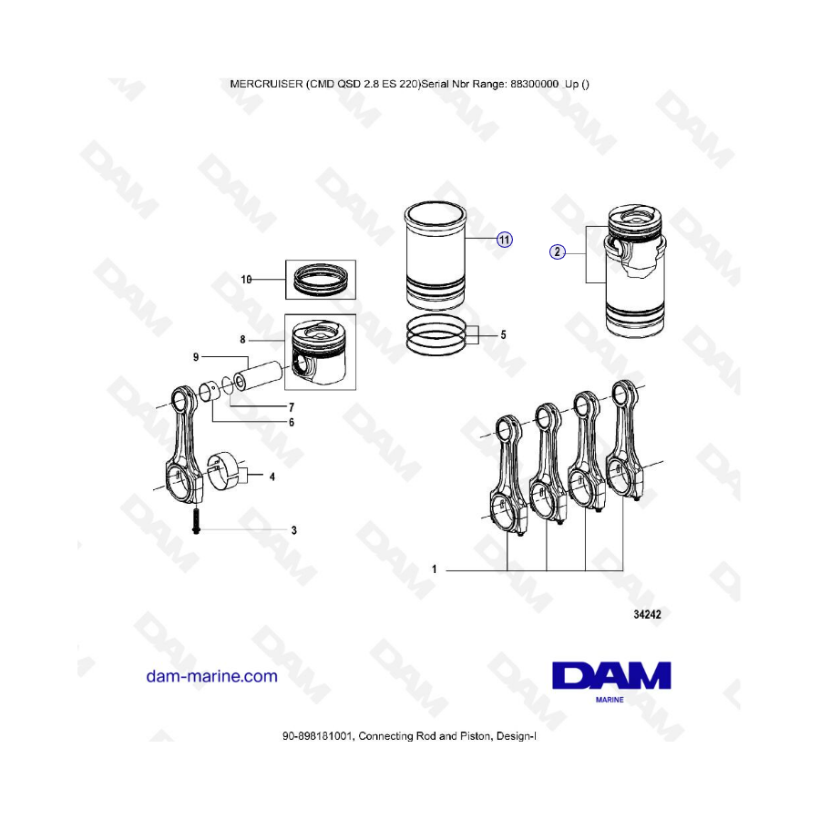 MERCRUISER CMD QSD 2.8 ES 220 - Biela y pistón (1)