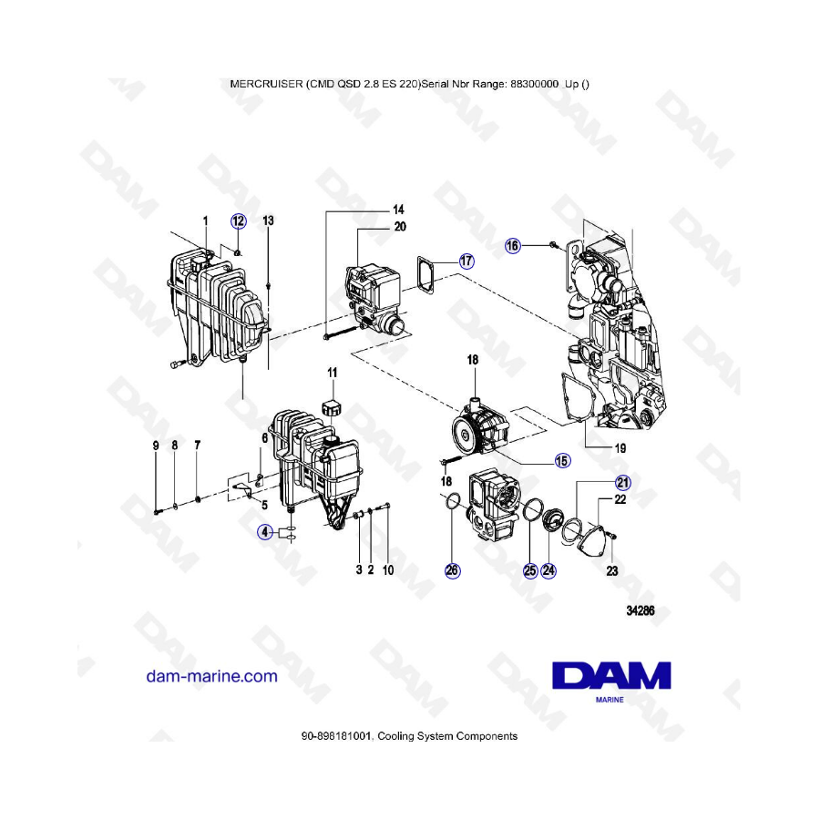 MERCRUISER CMD QSD 2.8 ES 220 - Componentes del sistema de refrigeración